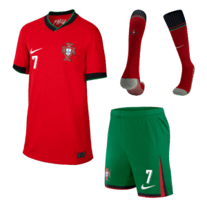 RONALDO #7 Portugal Home Kids Soccer Jerseys Full Kit EURO 2024