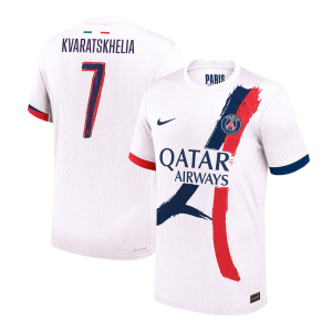 KVARATSKHELIA #7 PSG Away Authentic Soccer Jersey 2024/25 – UCL