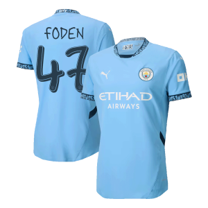 FODEN #47 Manchester City Home Authentic Soccer Jersey 2024/25 – UCL