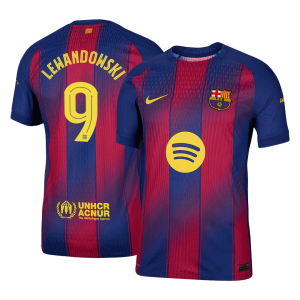 LEWANDOWSKI #9 Barcelona Home Authentic Soccer Jersey 2025/26 – UCL
