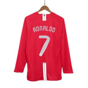 Vintage Soccer Jersey RONALDO #7 Manchester United Home Long Sleeve 2007/08 – UCL Final