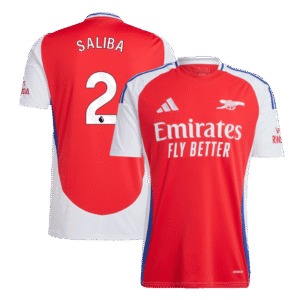 SALIBA #2 Arsenal Home Soccer Jersey 2024/25
