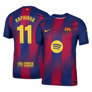 RAPHINHA #11 Barcelona Home Authentic Soccer Jersey 2025/26 – UCL
