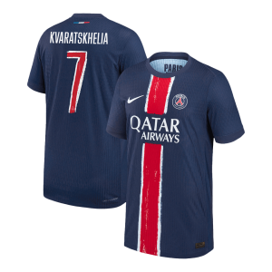 KVARATSKHELIA #7 PSG Home Authentic Soccer Jersey 2024/25 – UCL