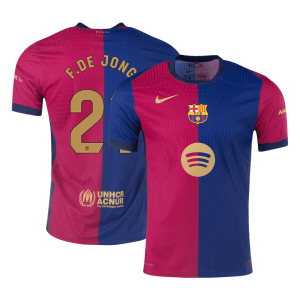 F.DE JONG #21 Barcelona Home Authentic Soccer Jersey 2024/25 – Spotify Logo Without Text