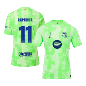 RAPHINHA #11 Barcelona Third Away Authentic Soccer Jersey 2024/25 – UCL??Spotify Logo Without Text??