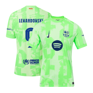 LEWANDOWSKI #9 Barcelona Third Away Authentic Soccer Jersey 2024/25- UCL??Spotify Logo Without Text??