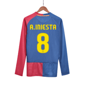Vintage Soccer Jersey A.INIESTA #8 Barcelona Home Long Sleeve 2008/09 – UCL Final