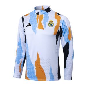 24-25 Half Real Madrid Blue, White and Yellow Inkjet Sports Suit