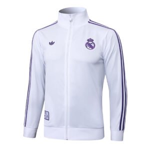 25-26 Long Real Madrid White Retro tracksuit