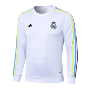 23-24 Round Neck Long Sleeve Real Madrid White Sports Suit